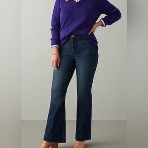 J. Jill Denim High Rise Flare Jeans Dark Wash Size 12P